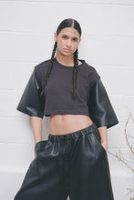 Load image into Gallery viewer, Altuzarra_Crop Leather Sleeve T-Shirt-Black